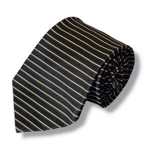 BROOKS BROTHERS Horizontal Striped Woven Silk Tie Blue & Yellow